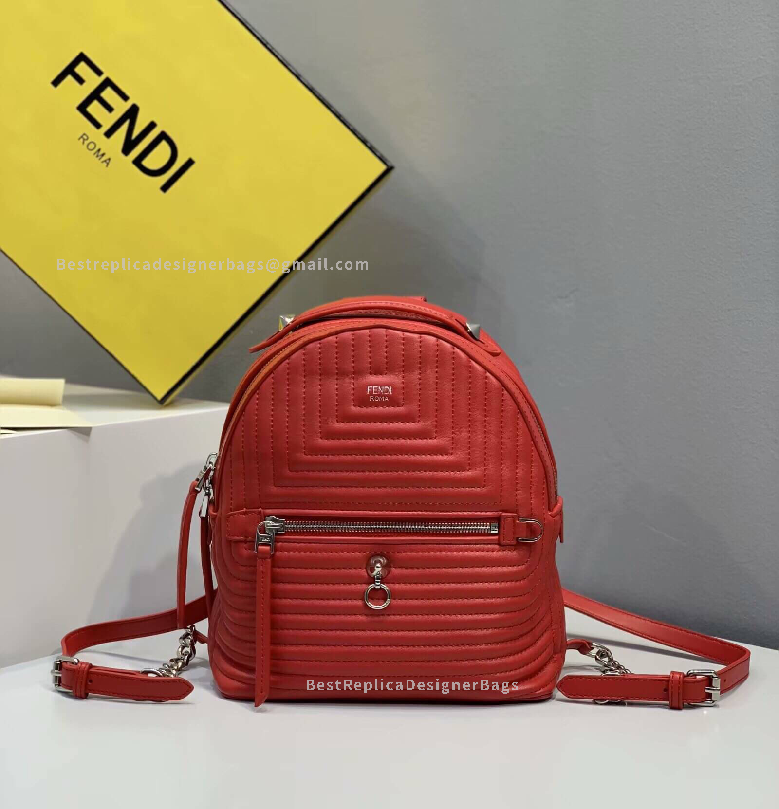 Fendi Red Leather Backpack 1223S